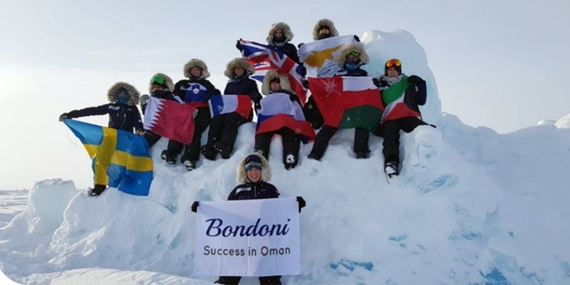 Anisa Raissi – First Omani ever to walk to the North Pole Sponsored by Bondoni Charles Shaw completed a similar expedition in 1997!
“Some men see things and ask why. Others dream things and say why not.” – George Bernard Shaw