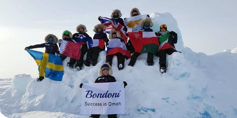 Anisa Raissi – First Omani ever to walk to the North Pole Sponsored by Bondoni Charles Shaw completed a similar expedition in 1997!
“Some men see things and ask why. Others dream things and say why not.” – George Bernard Shaw